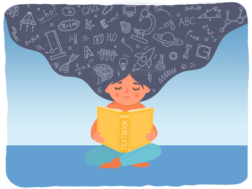 Little Girl Reading Illustration